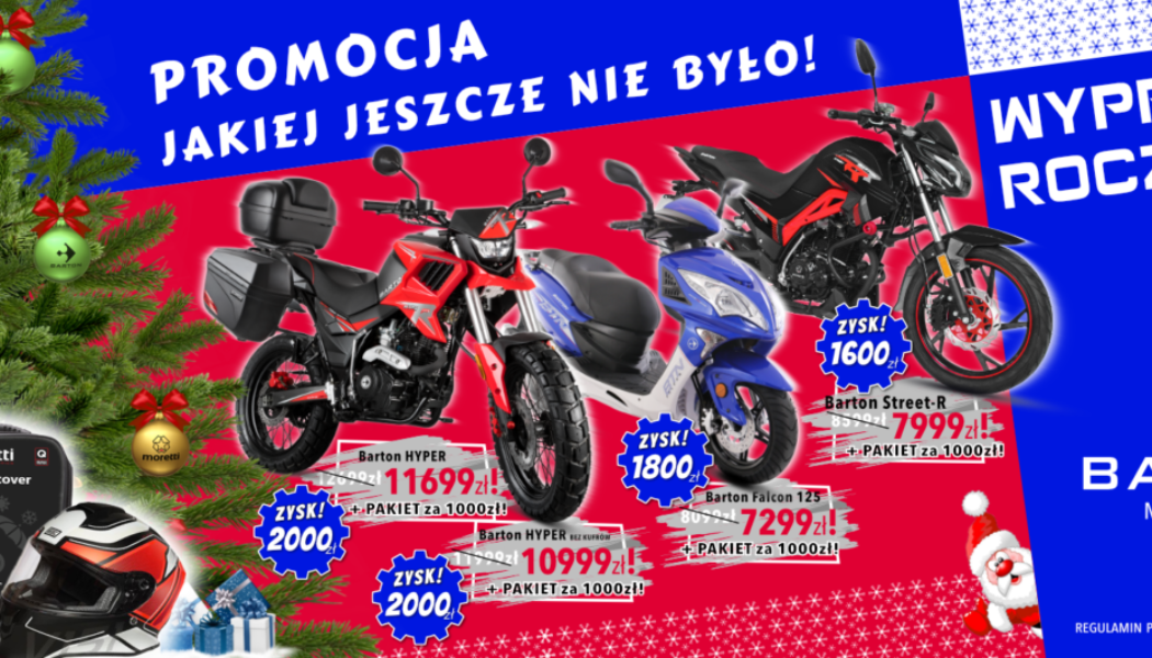 Kup sobie motocykl lub skuter w jeszcze lepszej cenie. Zniżki na wybrane modele aż do 1000 zł plus pakiet akcesoriów.